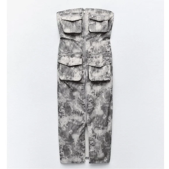 NEW! Zara Printed Cargo Dress with pockets - Picture 7 of 15